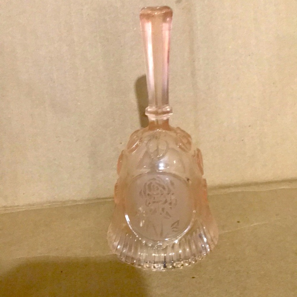 Etched Pink Rose Bell